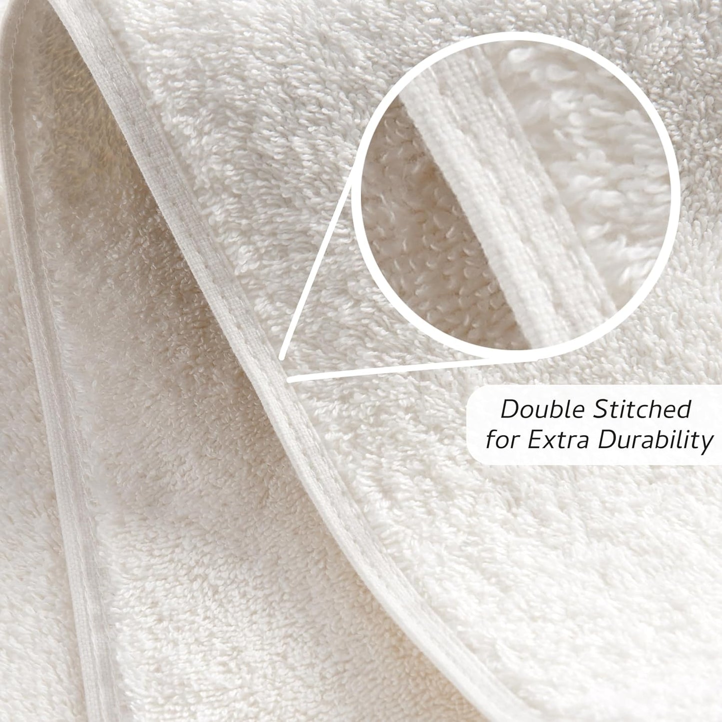 Premium 6 Piece Towel Set, 100% Turkish Cotton Soft Absorbent Towels (Cream White, 6 Piece Towel Set)