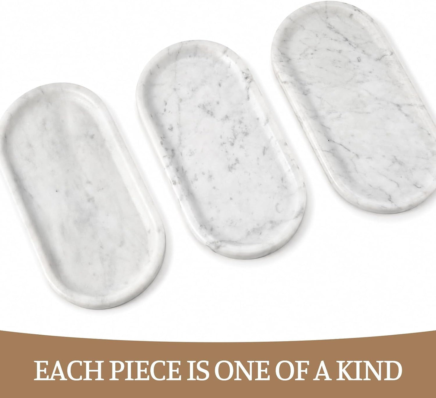 Bianco Carrara Countertop Decorative Marble Tray, 12"X6" 