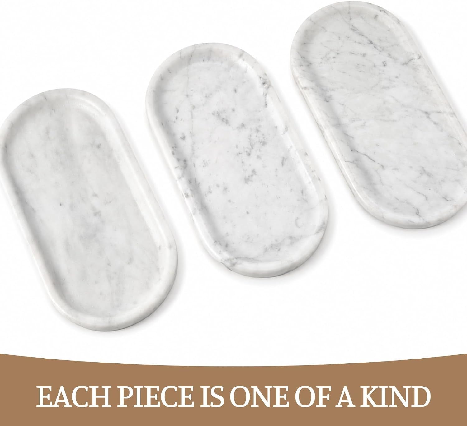 Bianco Carrara Countertop Decorative Marble Tray, 12"X6" 