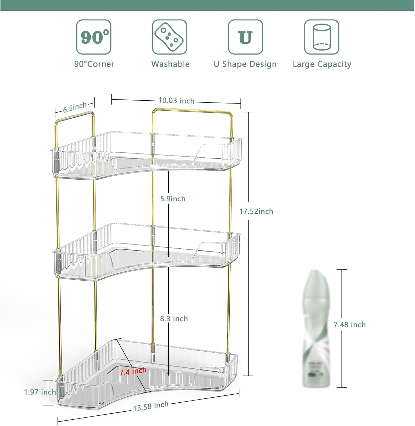 Corner Bathroom Counter Organizer, 3 Tier Bathroom Countertop Organizers Shelf, Makeup & Perfume Organizer Tray 