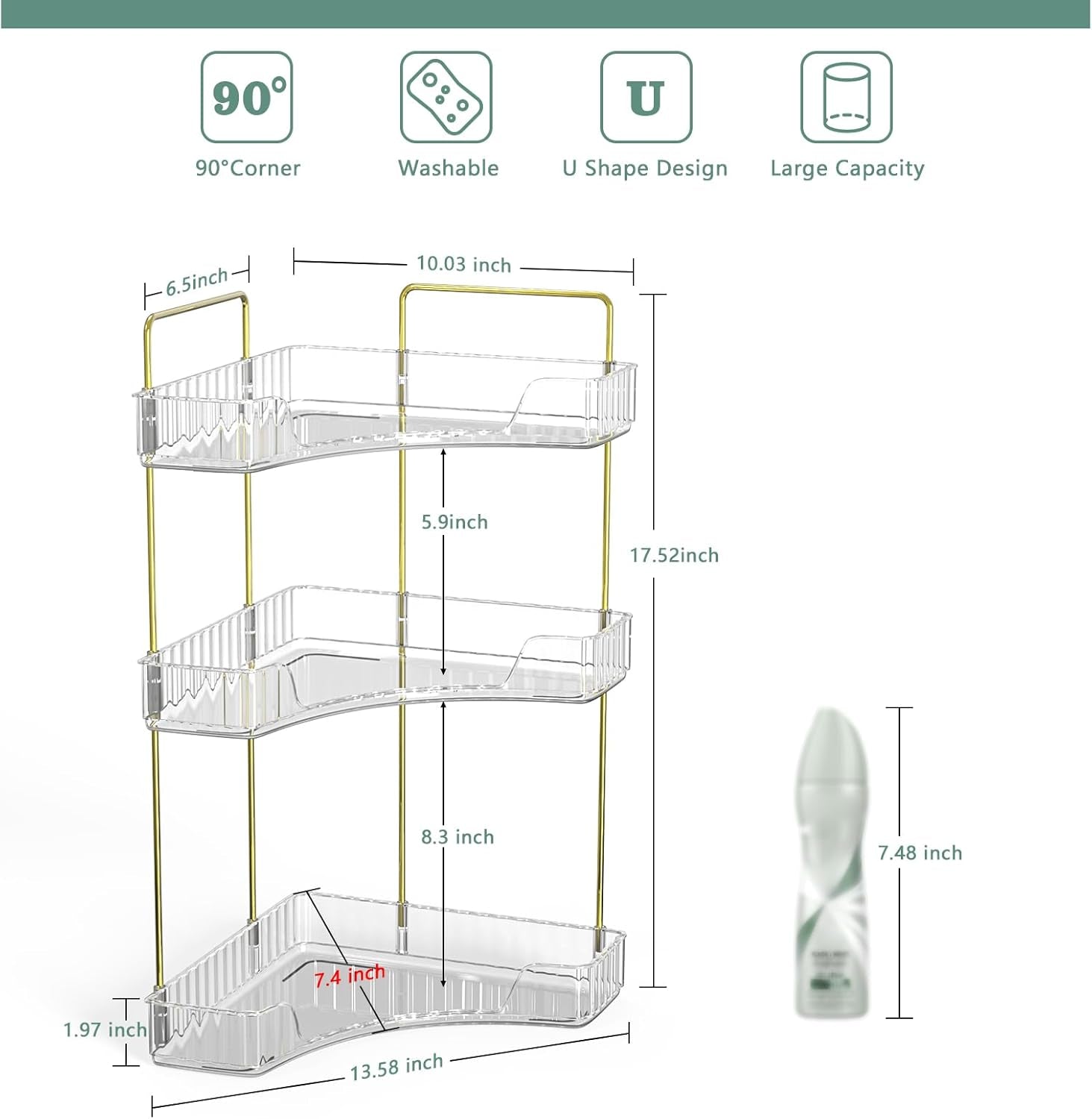 Corner Bathroom Counter Organizer, 3 Tier Bathroom Countertop Organizers Shelf, Makeup & Perfume Organizer Tray 