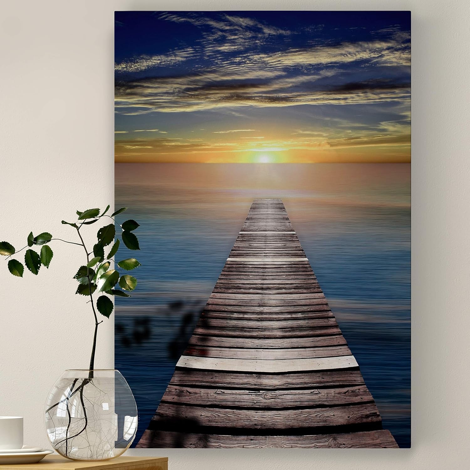 Canvas Nature Wall Art, Home Scenic Paintings & Prints, Calm Caribbean Dusk Glam, Romantic Modern Wall Hanging Decorations- 24"X36" LT06