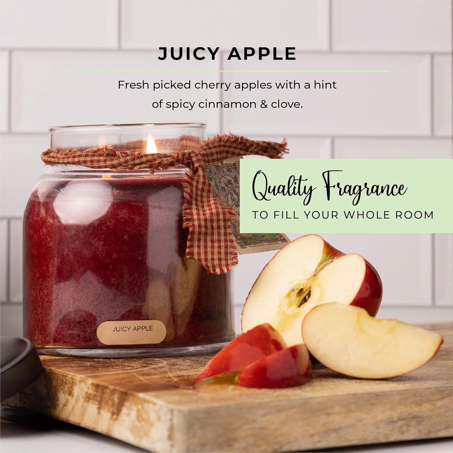 - Juicy Apple - 34Oz Papa Scented Candle Jar with Lid - Keepers of the Light - 155 Hours of Burn Time, Gift for Women, Red | Long Lasting Aromatherapy Candle with up to 155 Hours of Burn Time - Gift Ready (34Oz)