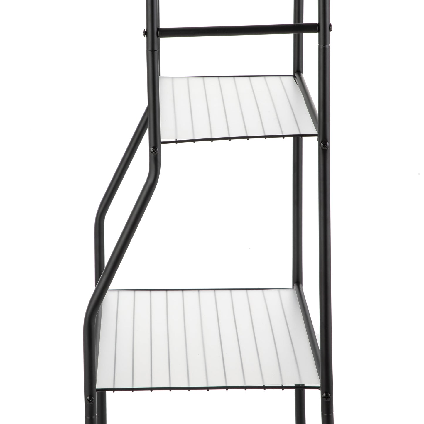 Matte Black Steel 5-Shelf Bathroom Storage Tower Unit