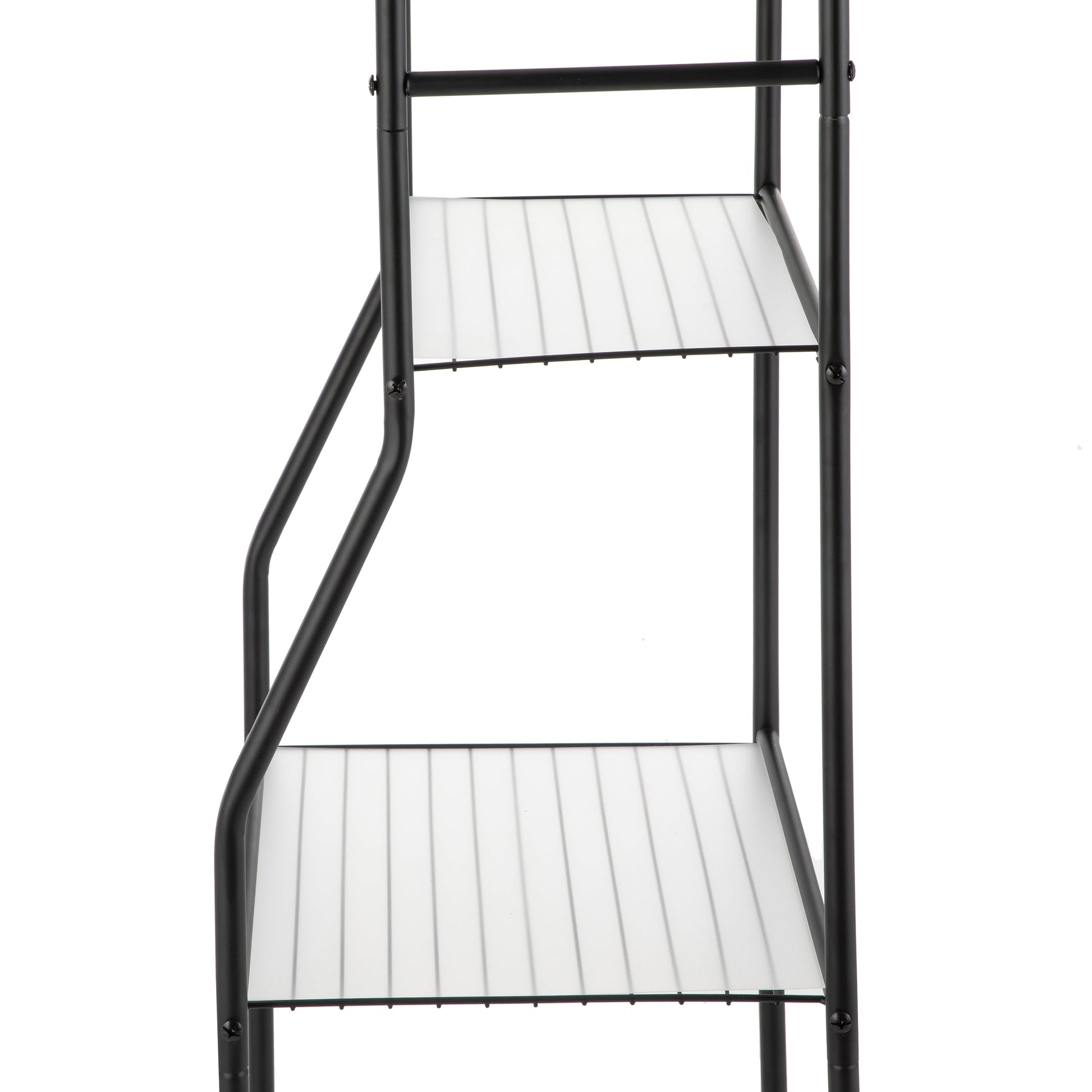 Matte Black Steel 5-Shelf Bathroom Storage Tower Unit