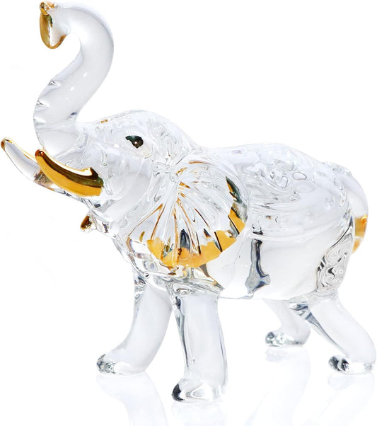 Handmade Crystal Elephant Figurine, Elephant Statue Decor, Crystal Animals Figurines for Home Decoration