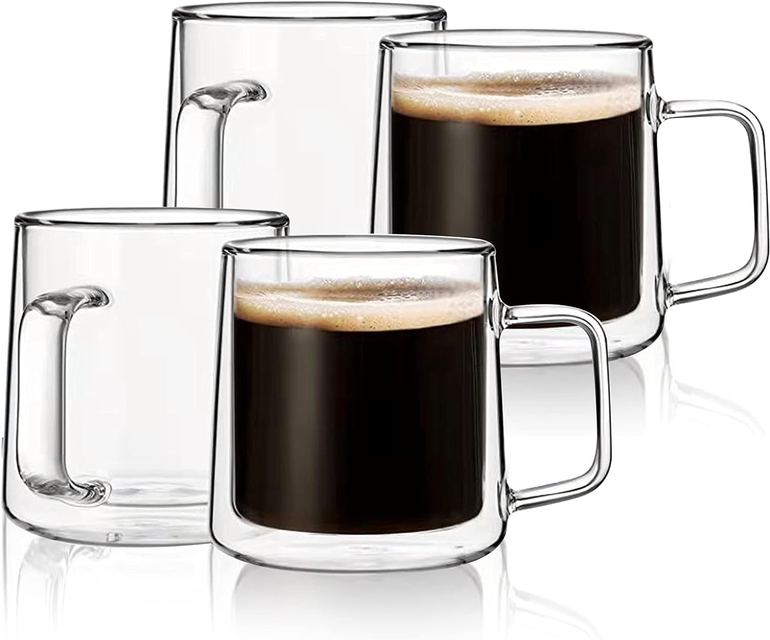 10Oz Glass Coffee Mugs ,Set of 4