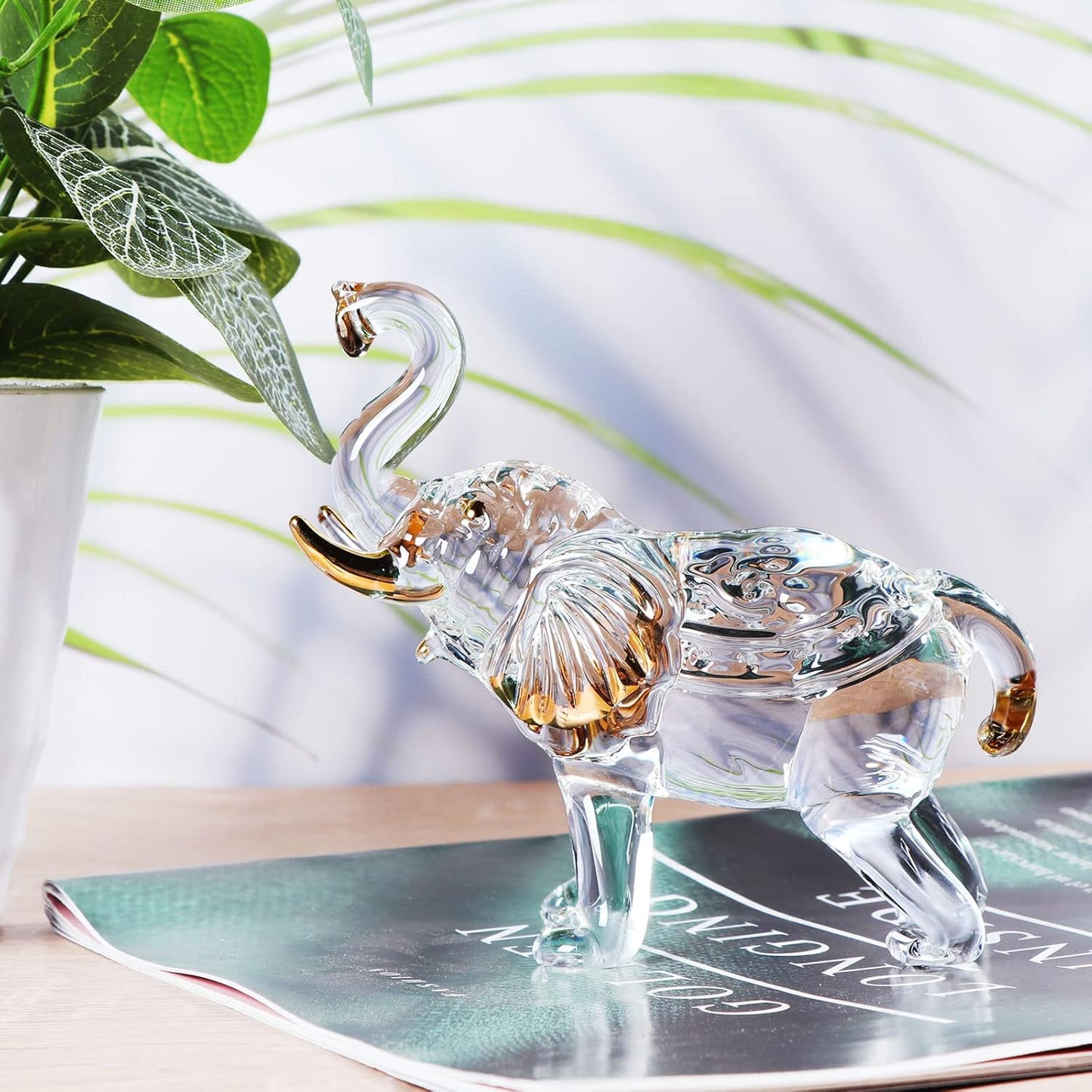 Handmade Crystal Elephant Figurine, Elephant Statue Decor, Crystal Animals Figurines for Home Decoration