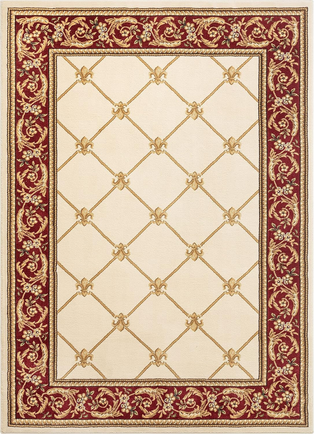 Timeless Collection Fleur De Lis Ivory 3X5 Luxurious Traditional French Aubusson Oriental Area Rug