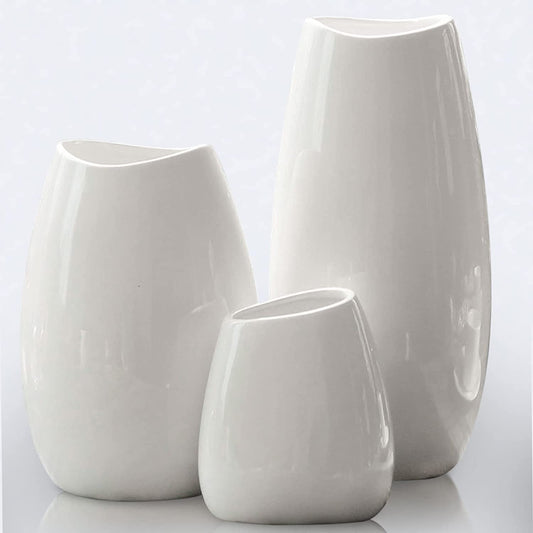 Ceramic Vase Set of 3 Flower Vases for Home Decor, Modern White Vase for Centerpieces, Ideal Shelf Decor/Table/Living Room Home Decor/White