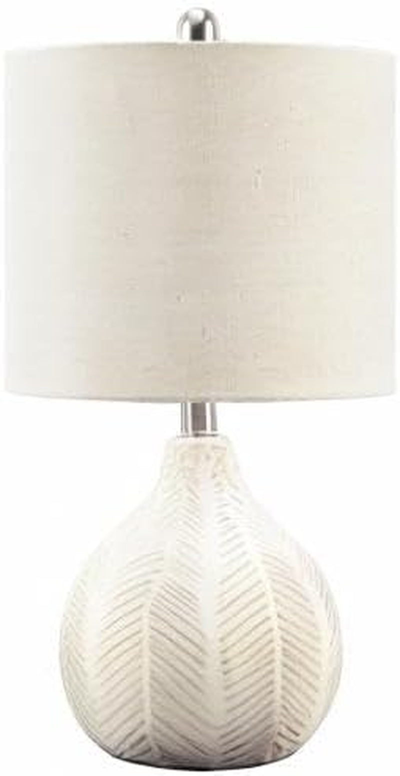 Signature Design by Ashley Rainermen Ceramic Table Lamp, 21", off White, 92.5-Inch Cord, E26 Socket