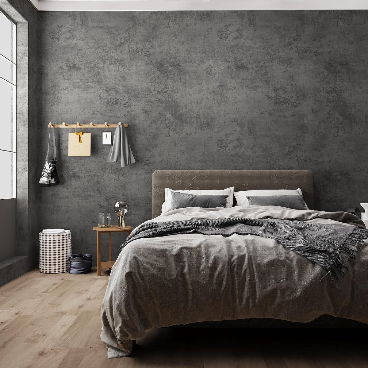 24"×197" Dark Grey Concrete Contact Paper Self Adhesive Gray Faux Cement Wallpaper Peel and Stick Waterproof