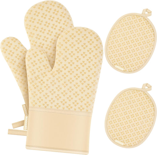 Oven Mitts and Pot Holders 4 Sets, Beige