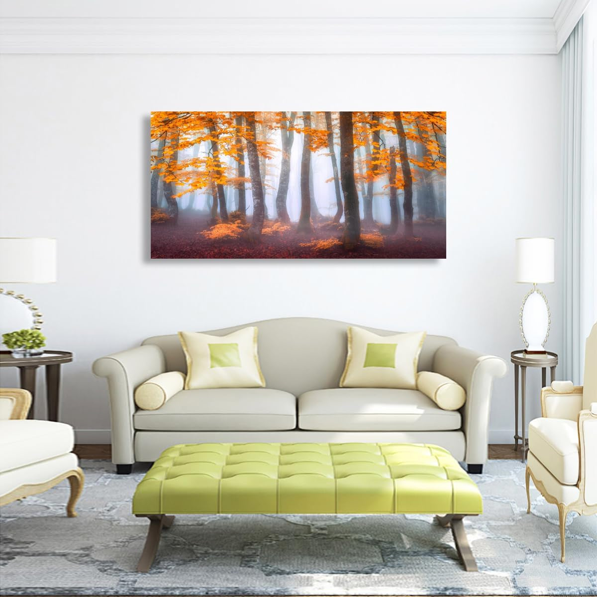 Orange Maple Leaf Tree Canvas Wall Art - 20In * 40Inch