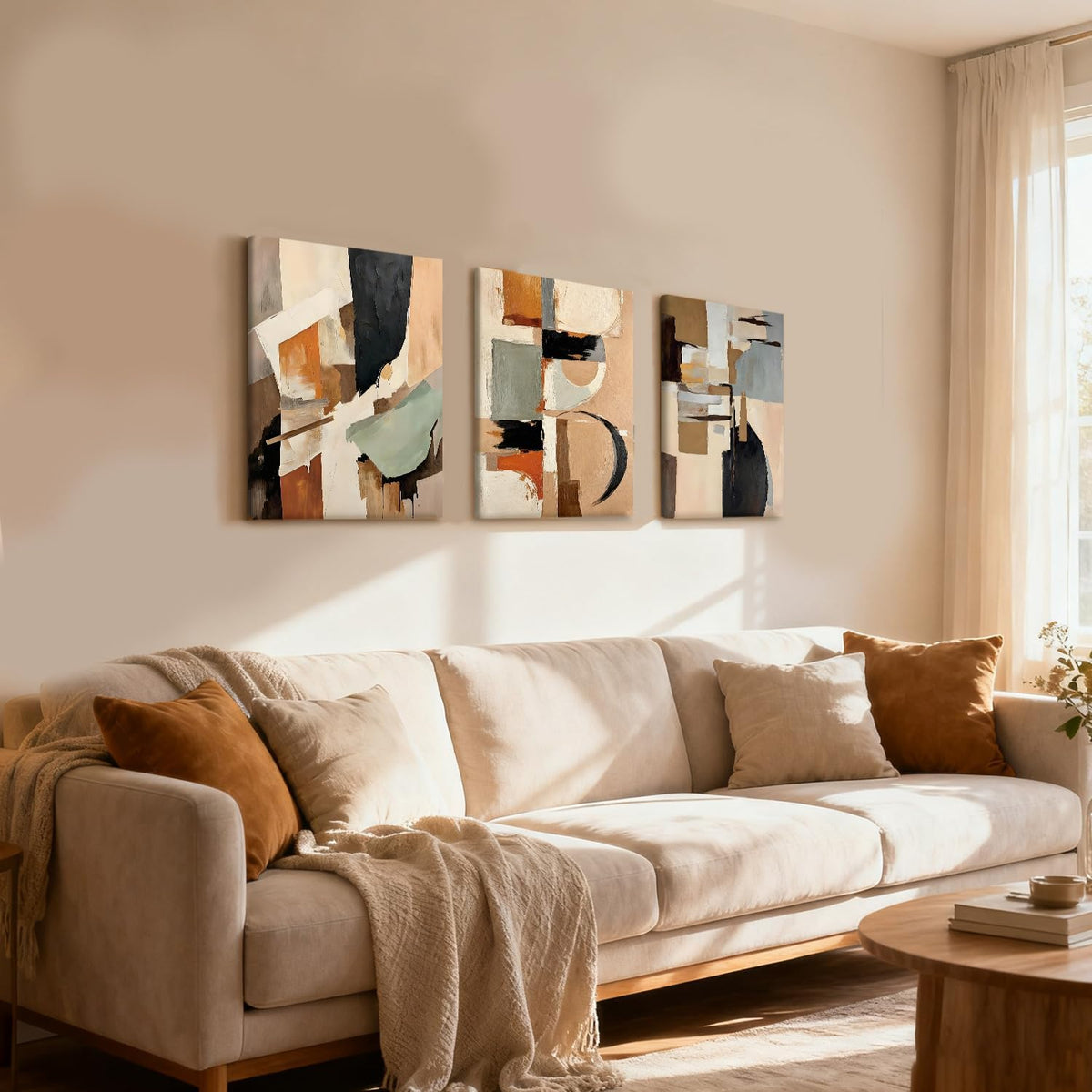3Pcs Framed Abstract Textured Canvas Print Wall Art 12X16 Inches