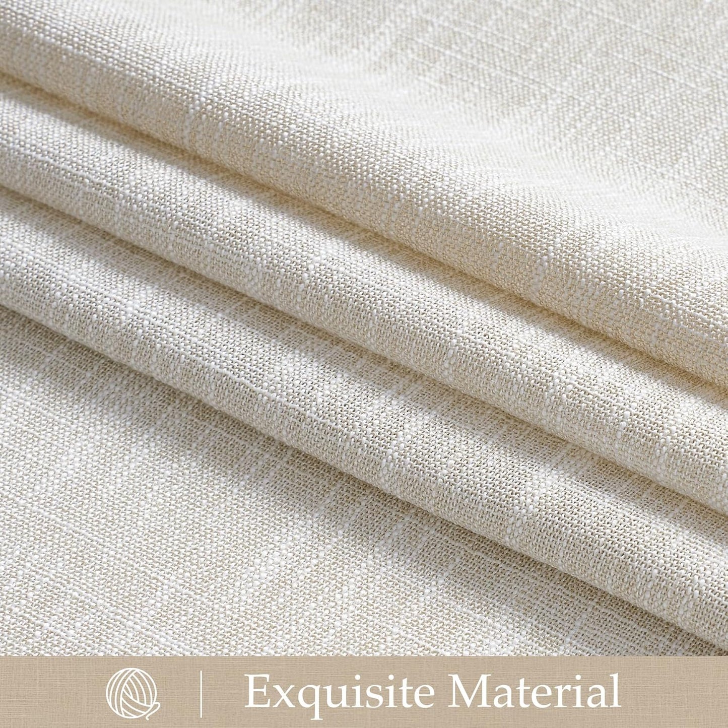 Linen Curtains Farmhouse 84 Inches Long 2 Panels Set, Fog Grey Thick Living Room Faux Linen Blend with Light Fi