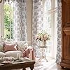 Floral Linen Curtains 84 Inches Long Pink Pattern Printed, Boho Farmhouse Window Sheer Curtain Light Filtering Privacy 2 Panel Sets, 55" W