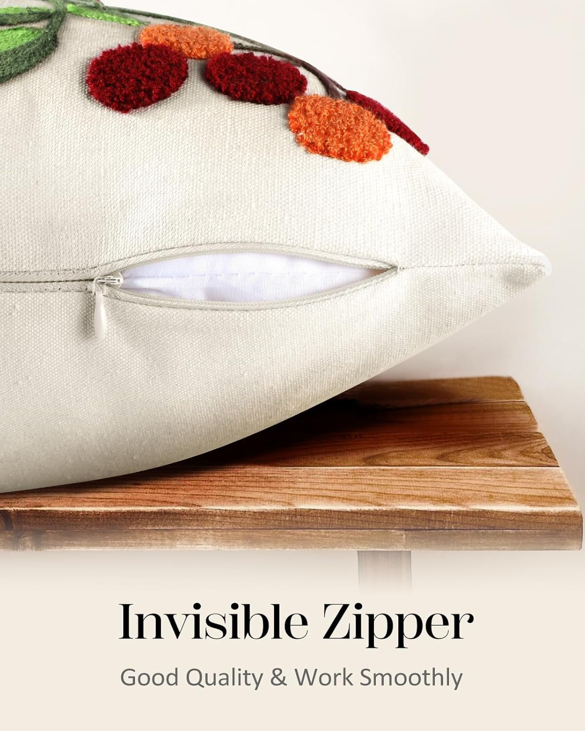 Embroidered Throw Pillow Covers - 18X18 Decorative Pillow Covers with Zipper Aesthetic Cute Design, Tree Bird