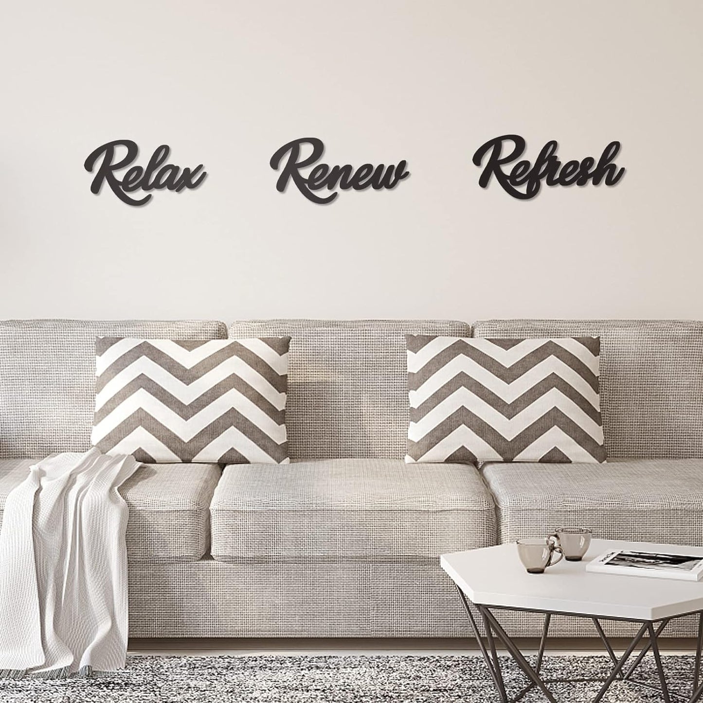 3 Pieces Bathroom Decor Wooden Bathroom Sign Relax Renew Refresh Sign (Black)