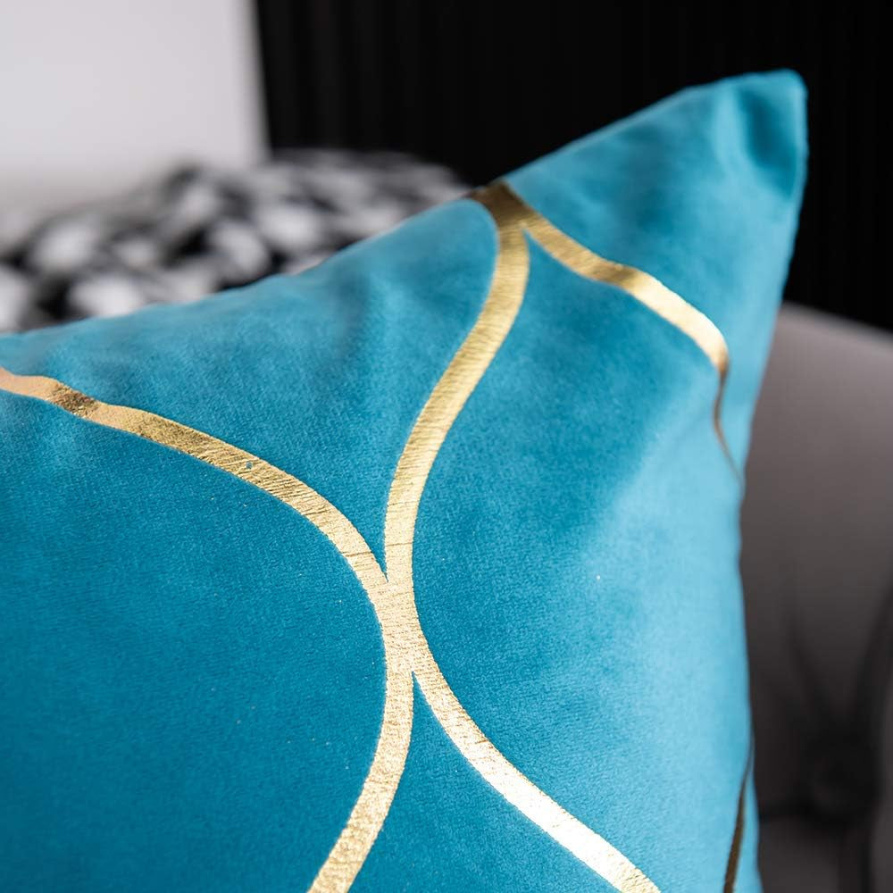 12X20 Inch Gold Velvet Throw Pillow Covers: 2 Pack, Turquoise