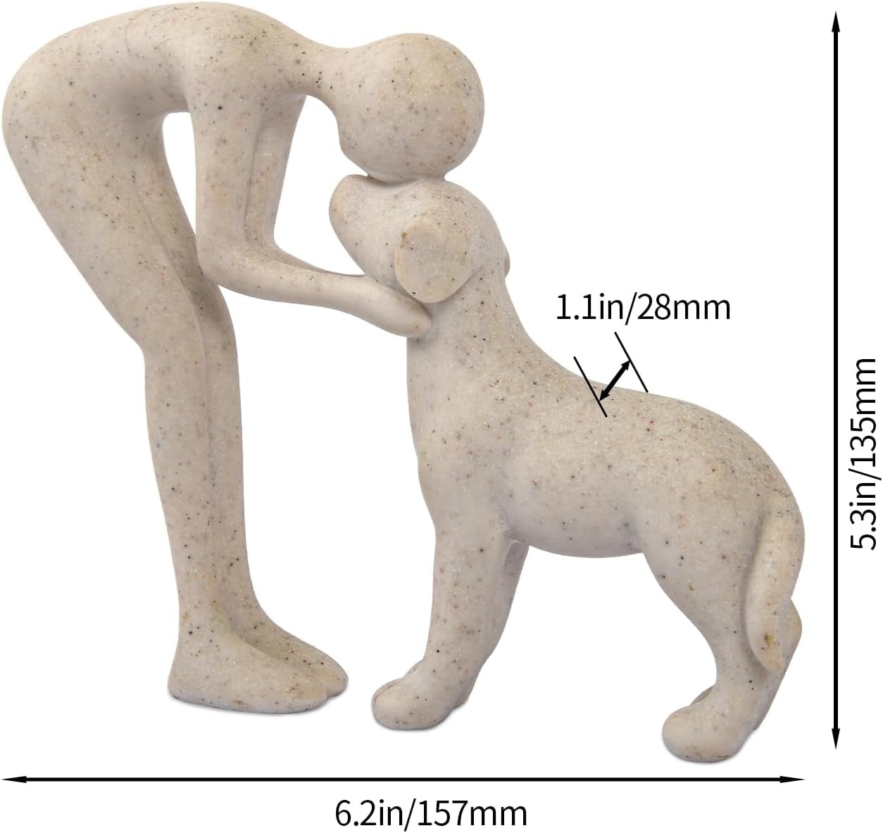 Dog Sculpture Home Decor Cute Man and Dog Statue Decoration (Sandstone)