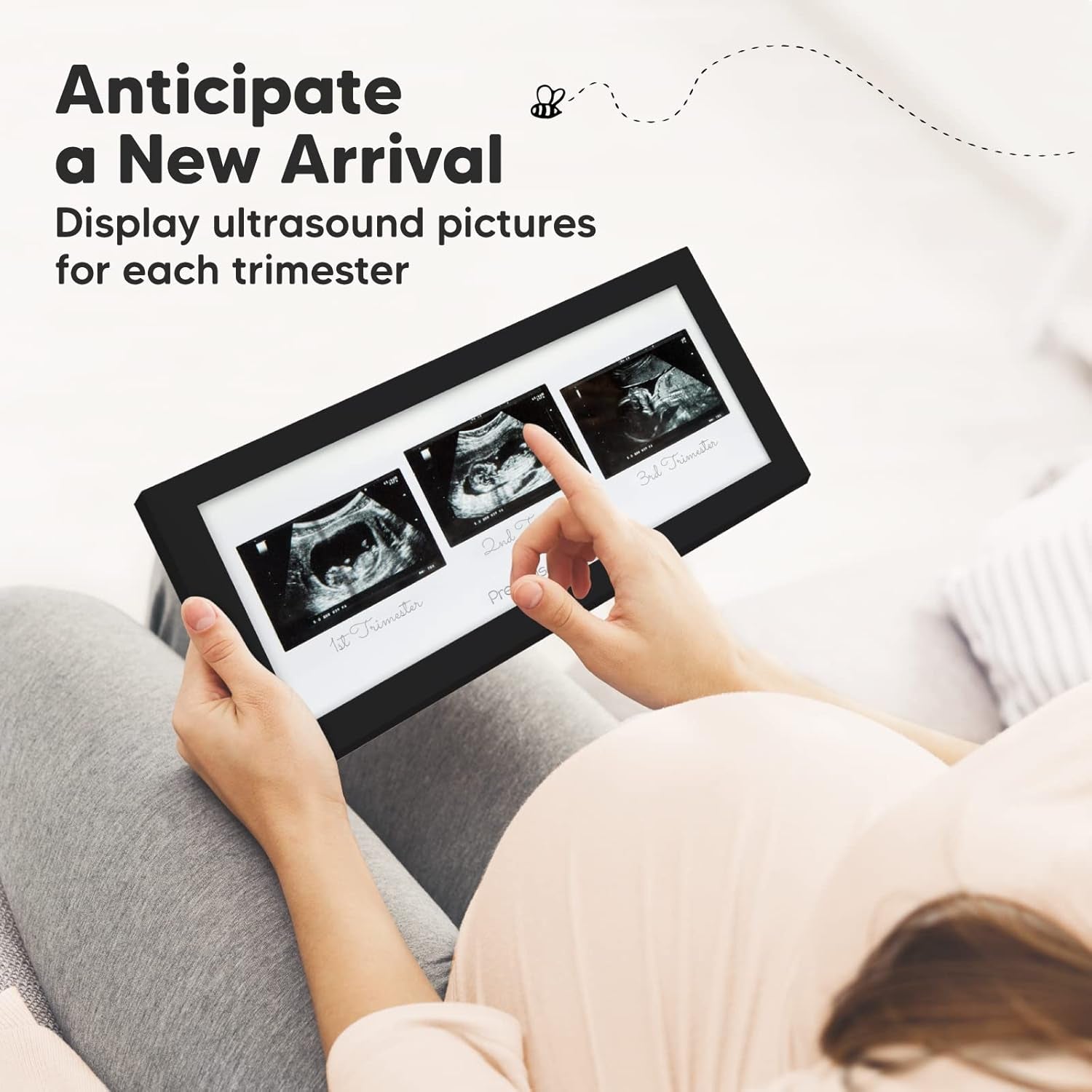 Baby Sonogram Picture Frames - Trio Ultrasound Picture Frames, First Time Mom Gift (Onyx Black)