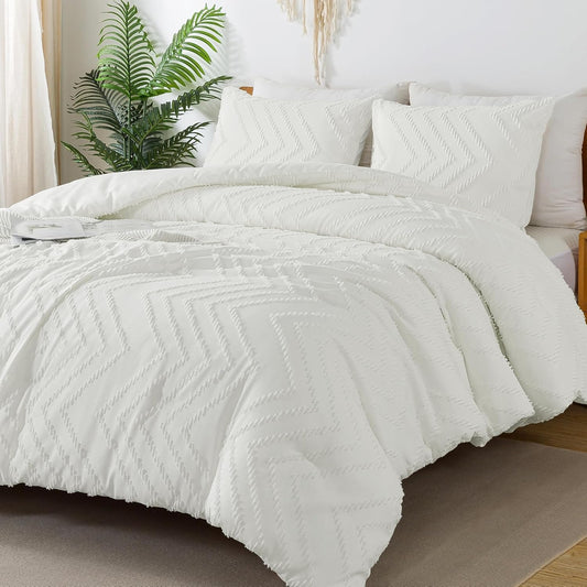 Ivory California King Comforter Set, 3 Pieces, Fluffy Bed Set (104X96In Comforter & 2 Pillowcases)