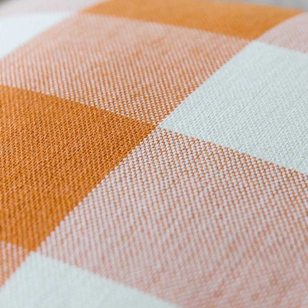 Pack of 2 Fall Throw Pillow Covers Decorative Classic Farmhouse Orange and White 20 X 20 Inch