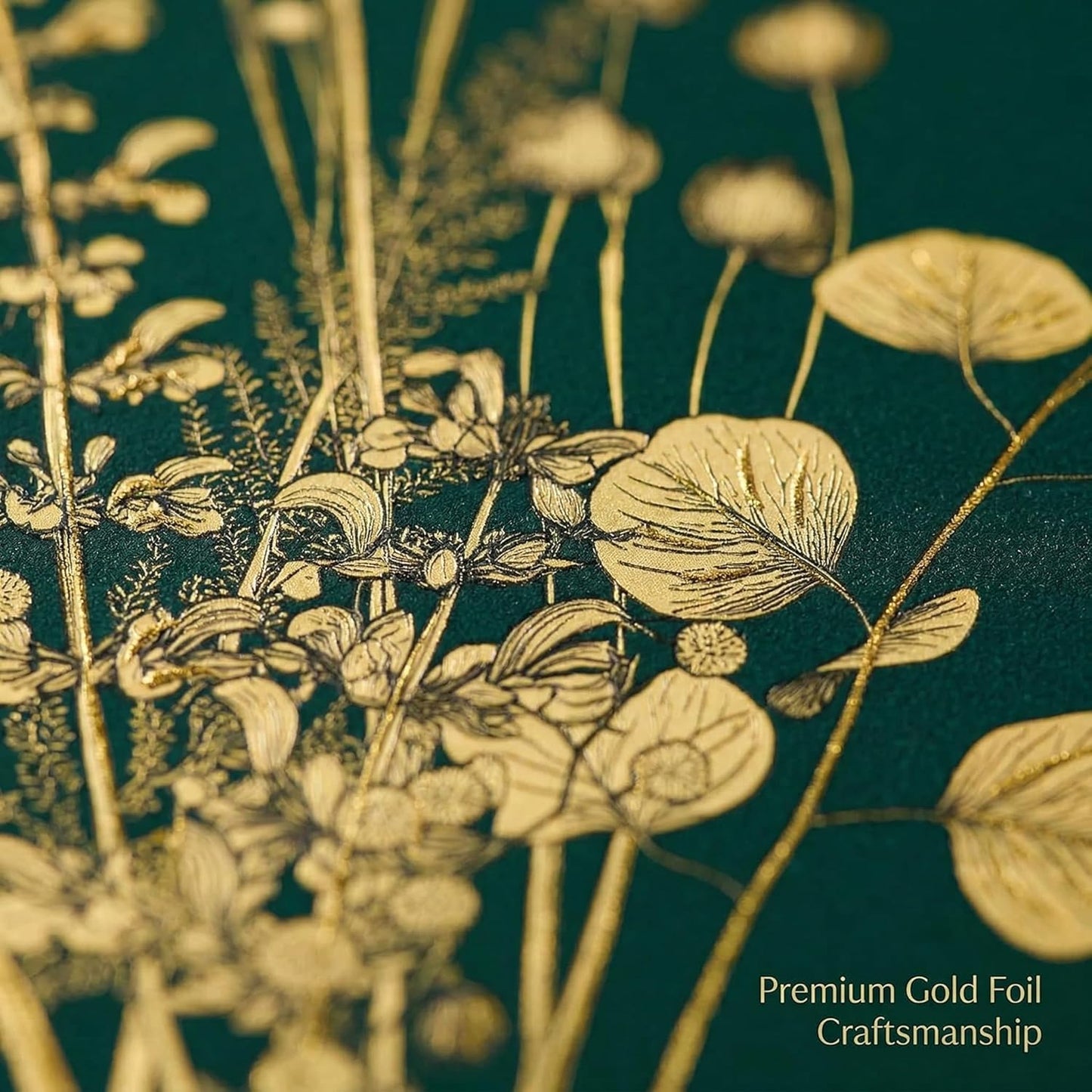 Hand-Painted Gold Gilded Wall Art, Luxury Emerald Green 3D Textured Floral Pictures with Frame 12X16 