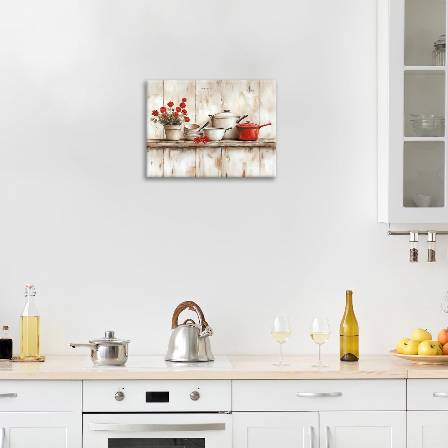 Rustic Kitchen Wall Art, Farmhouse Flower Pictures Wall Decor, 16"X12"