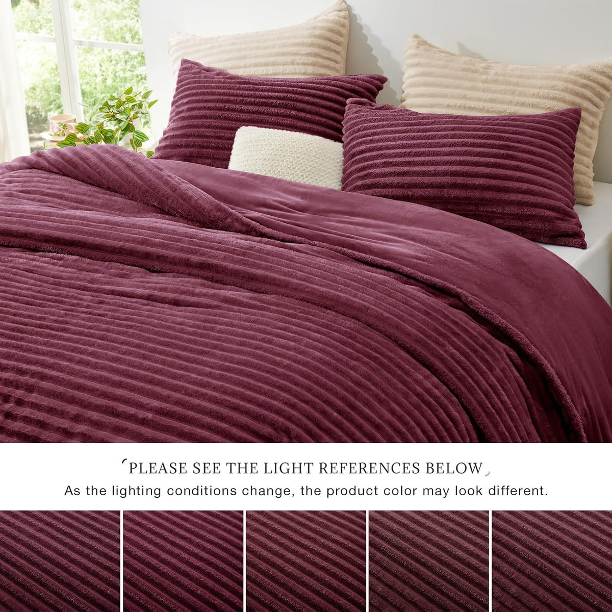 Fluffy Comforter Set Twin Size,2 Pieces Bed Set,Burgundy