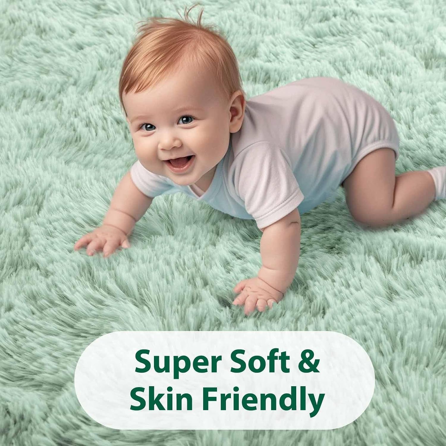  Fluffy Area Rug, 5X8 Non-Slip (Light Green) 