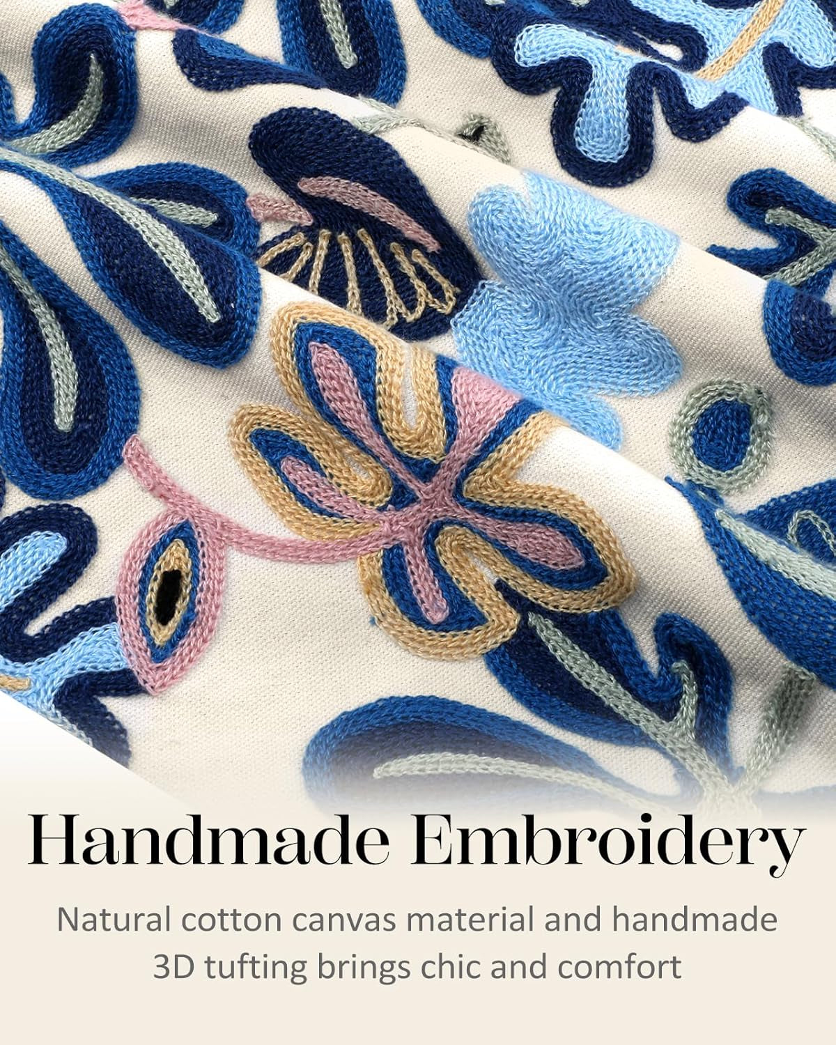 Embroidered Throw Pillow Covers - 18X18 Decorative Pillow Covers with Zipper Aesthetic Cute Design, Abstract