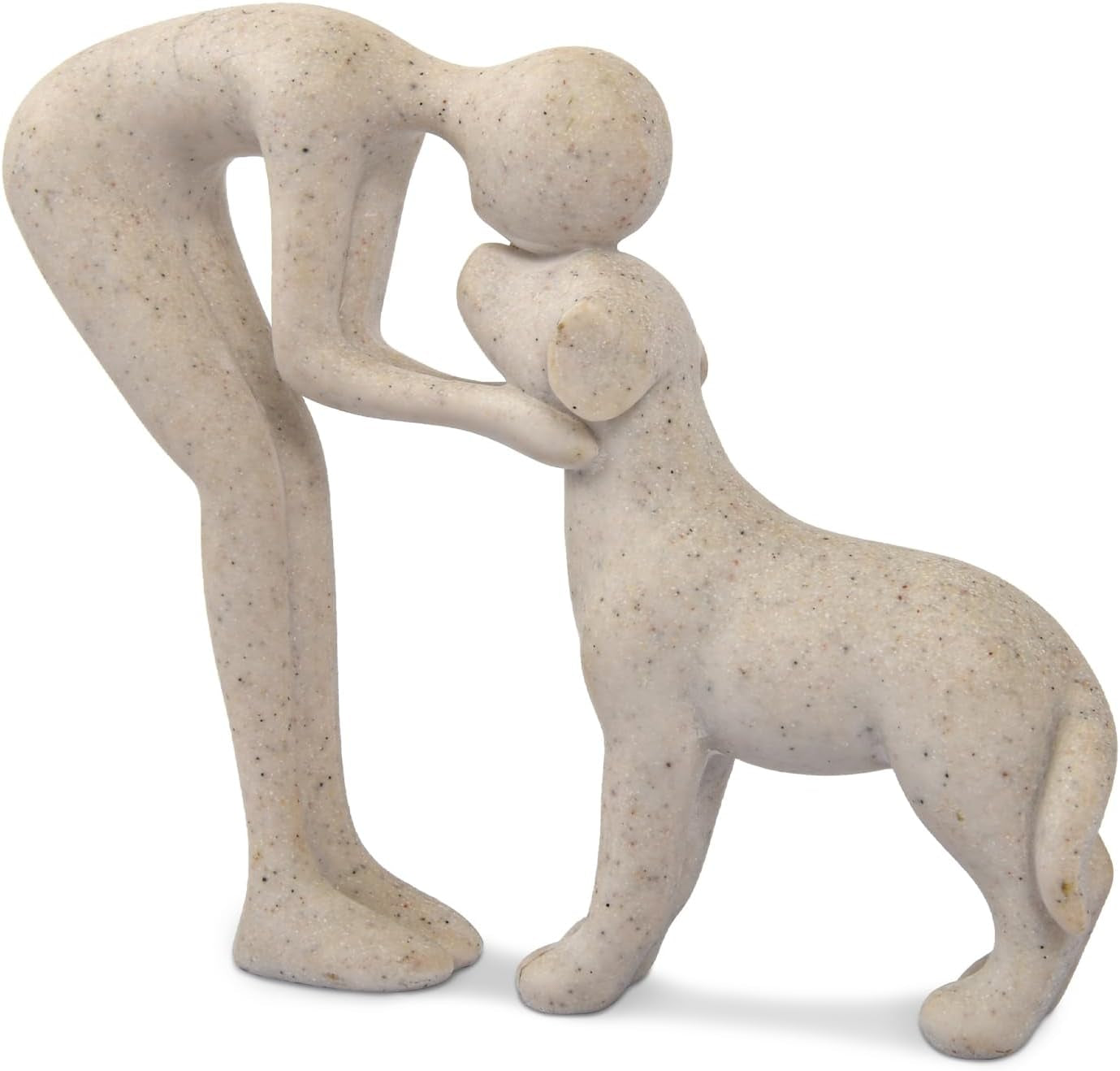 Dog Sculpture Home Decor Cute Man and Dog Statue Decoration (Sandstone)
