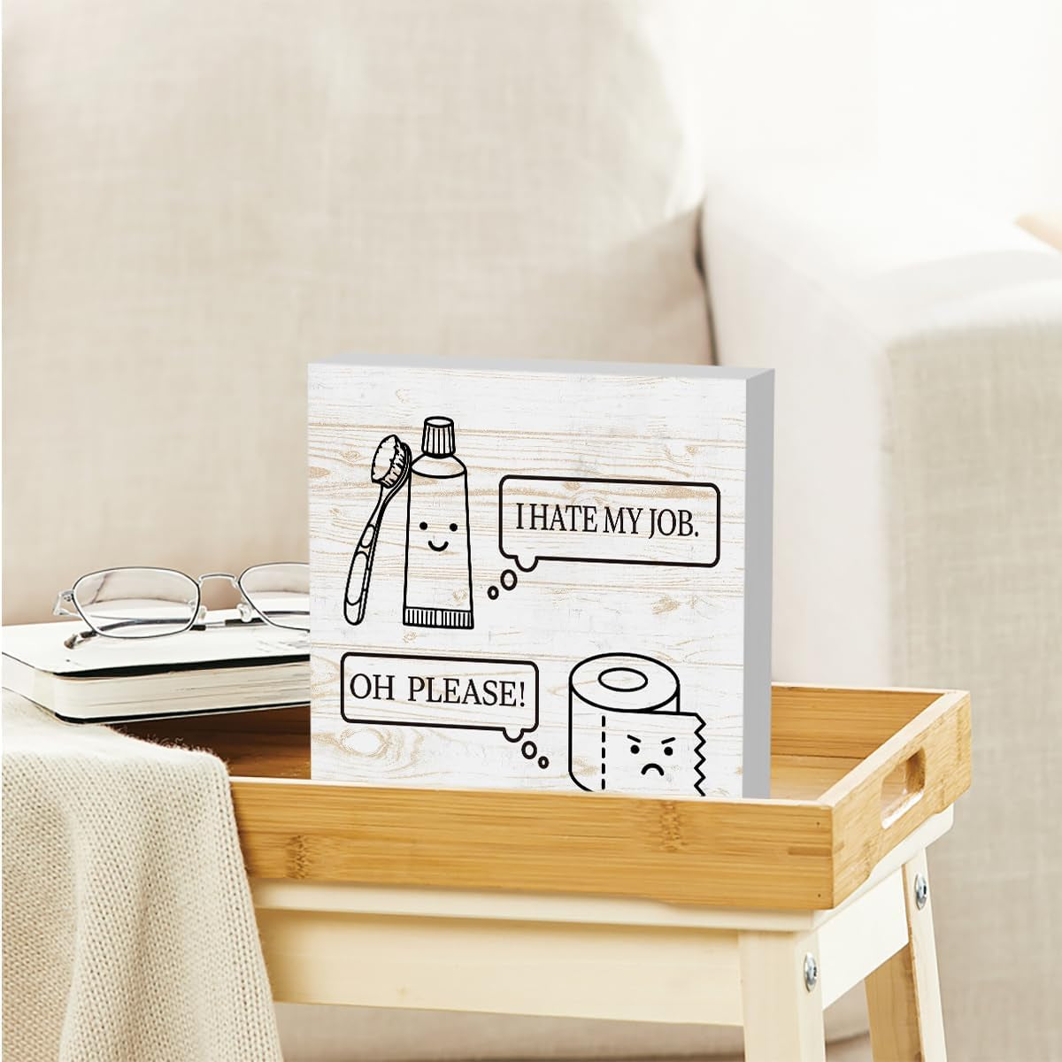 Funny Bathroom Decoration Wood Sign Cute Bathroom Shelf Home Decor 5 X 5 Inch