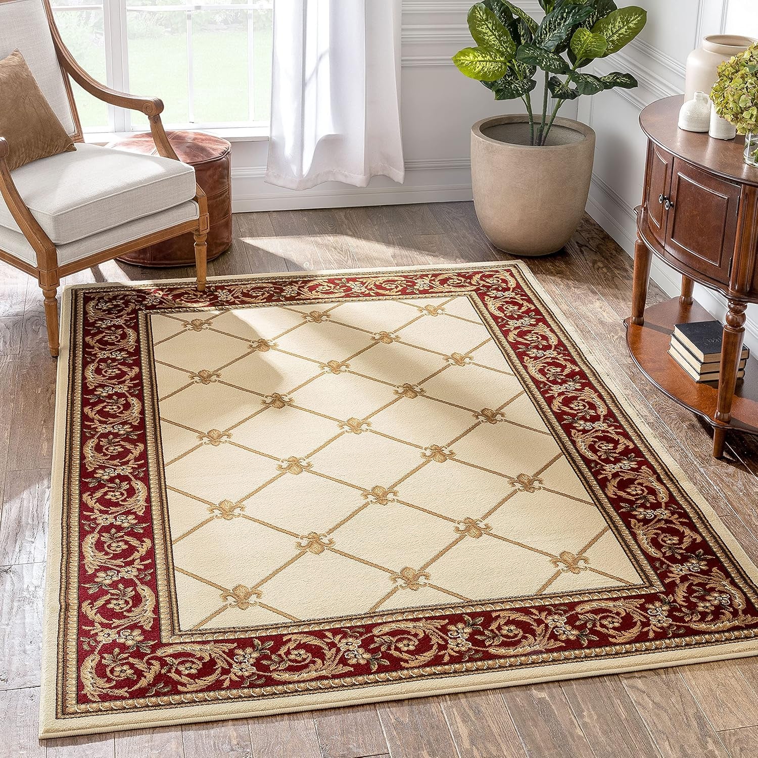 Timeless Collection Fleur De Lis Ivory 3X5 Luxurious Traditional French Aubusson Oriental Area Rug