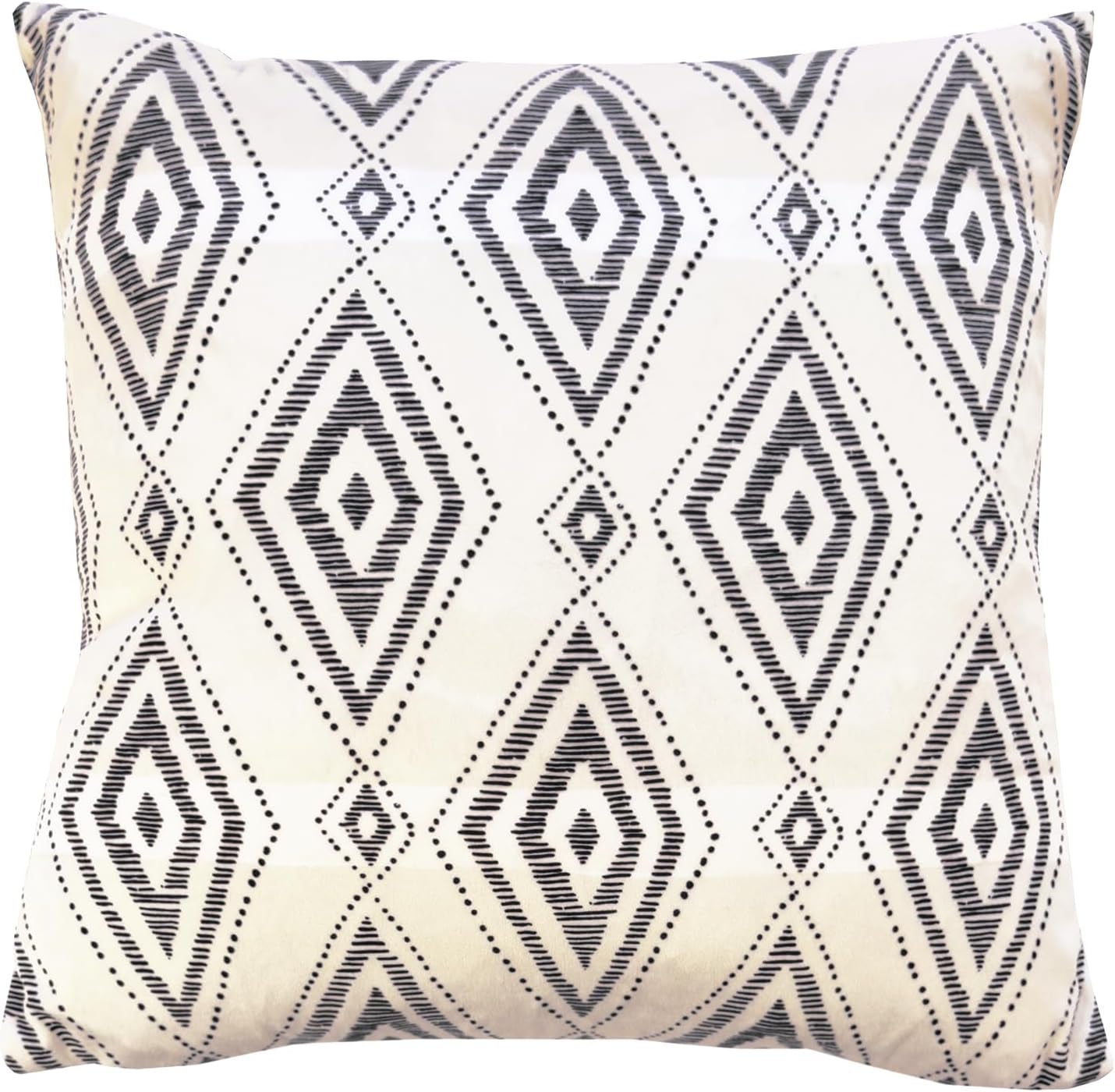 Black & White Decorative Throw Pillow Covers, Set of 4, 18X18 Inch Geometric Ikat Textured Accent Pillow Cover 4 Pack