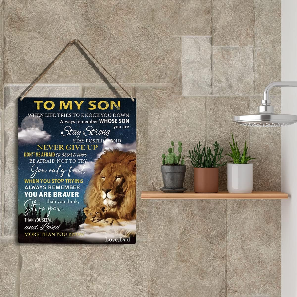 To My Son Wooden Hanging Sign from Mom & Dad Wall Decor for Bedroom 8 X 10 Inches