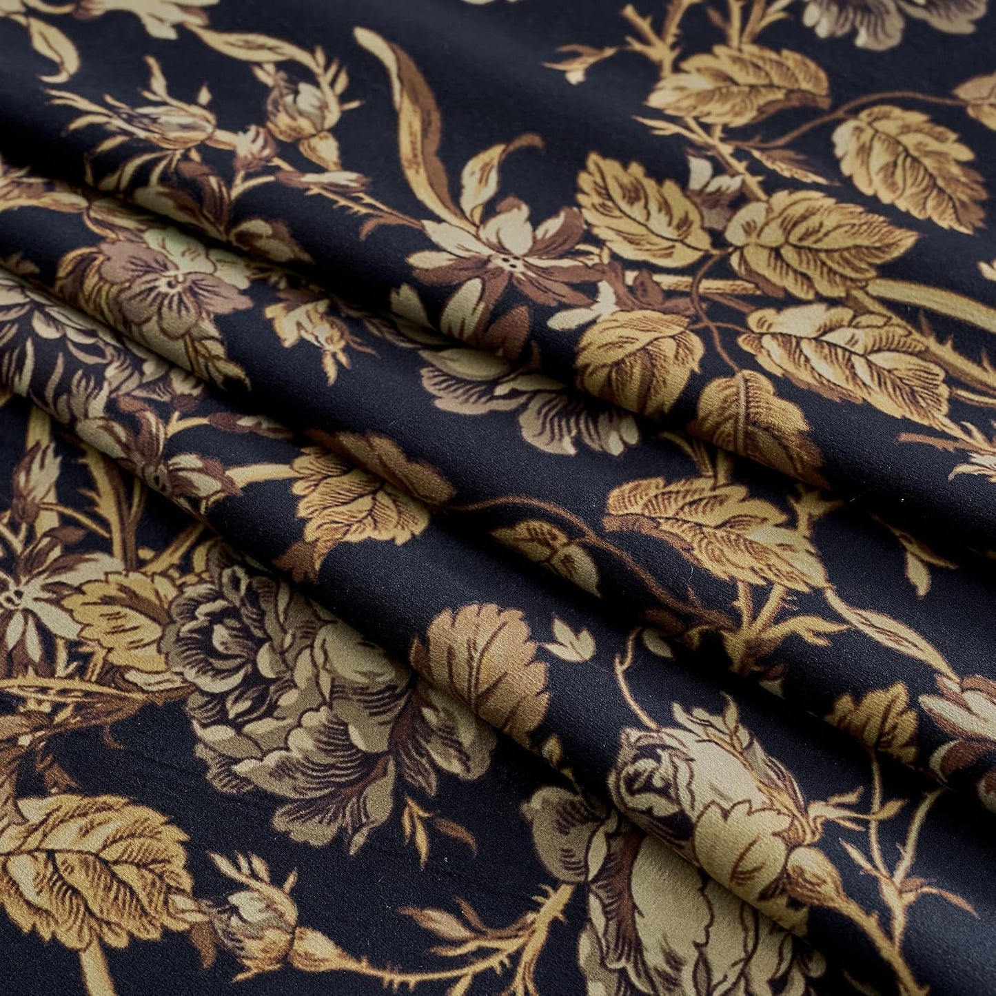 Vintage Floral Curtains 90 Inch 2 Panels Luxury Gold Velvet Drapes