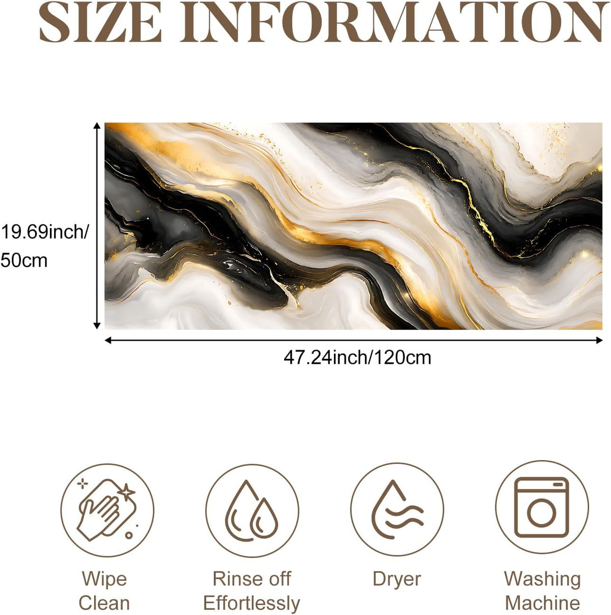 Black Gold Marble Kitchen Mat, Cushioned anti Fatigue Non Slip Rug
