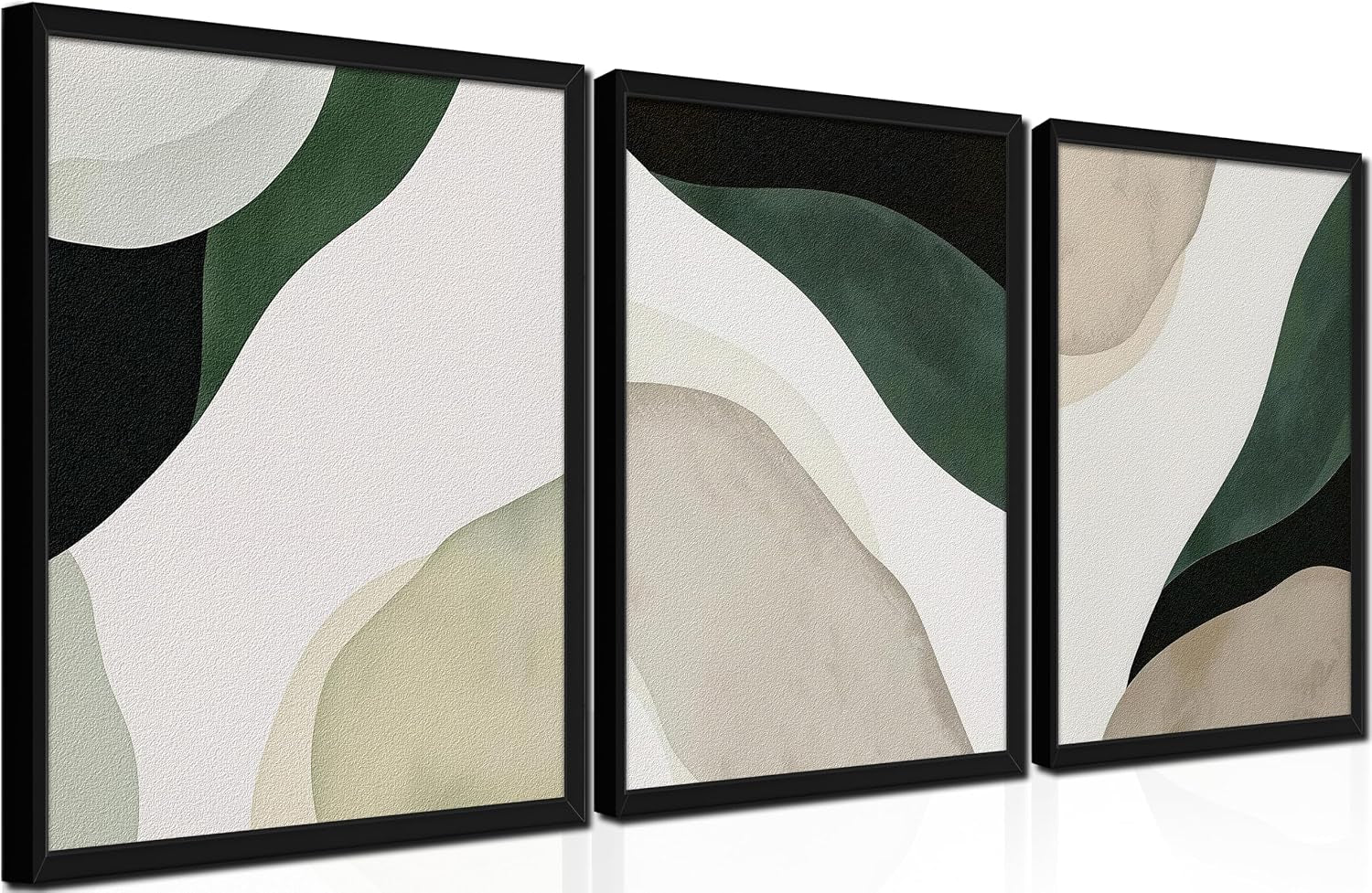 Framed 3D Textured Green Abstract Wall Art, Modern Abstract Wall Decor Paintings, 12X16 Inch