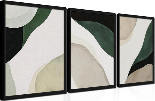 Framed 3D Textured Green Abstract Wall Art, Modern Abstract Wall Decor Paintings, 12X16 Inch