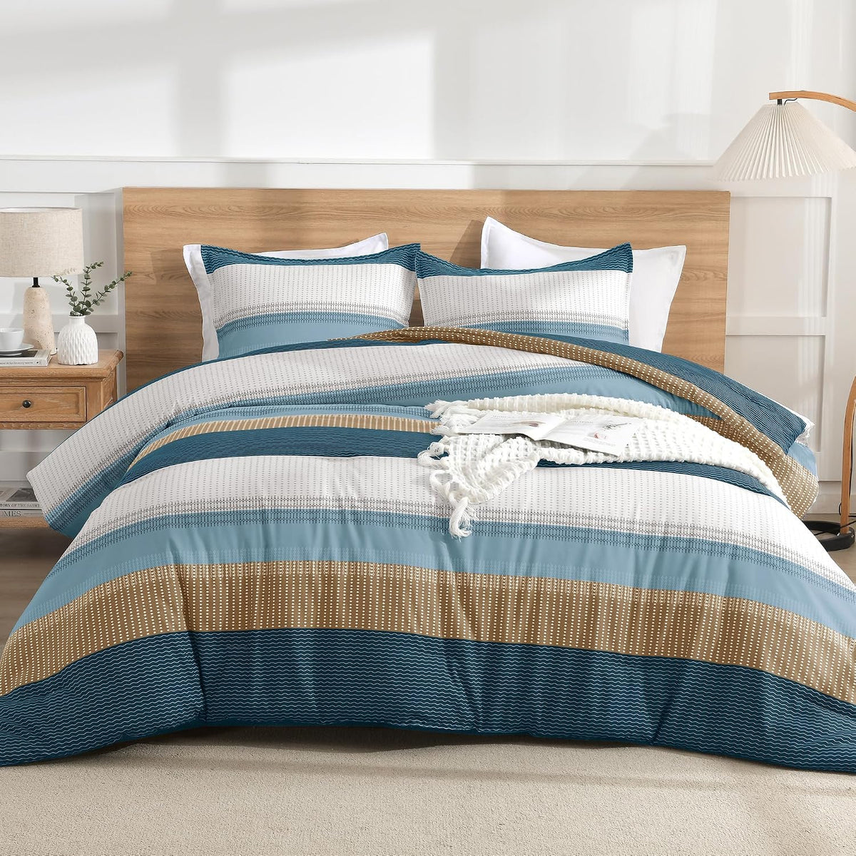 Twin/Twin XL Comforter Set - 2 Pieces Stripe Bedding Sets