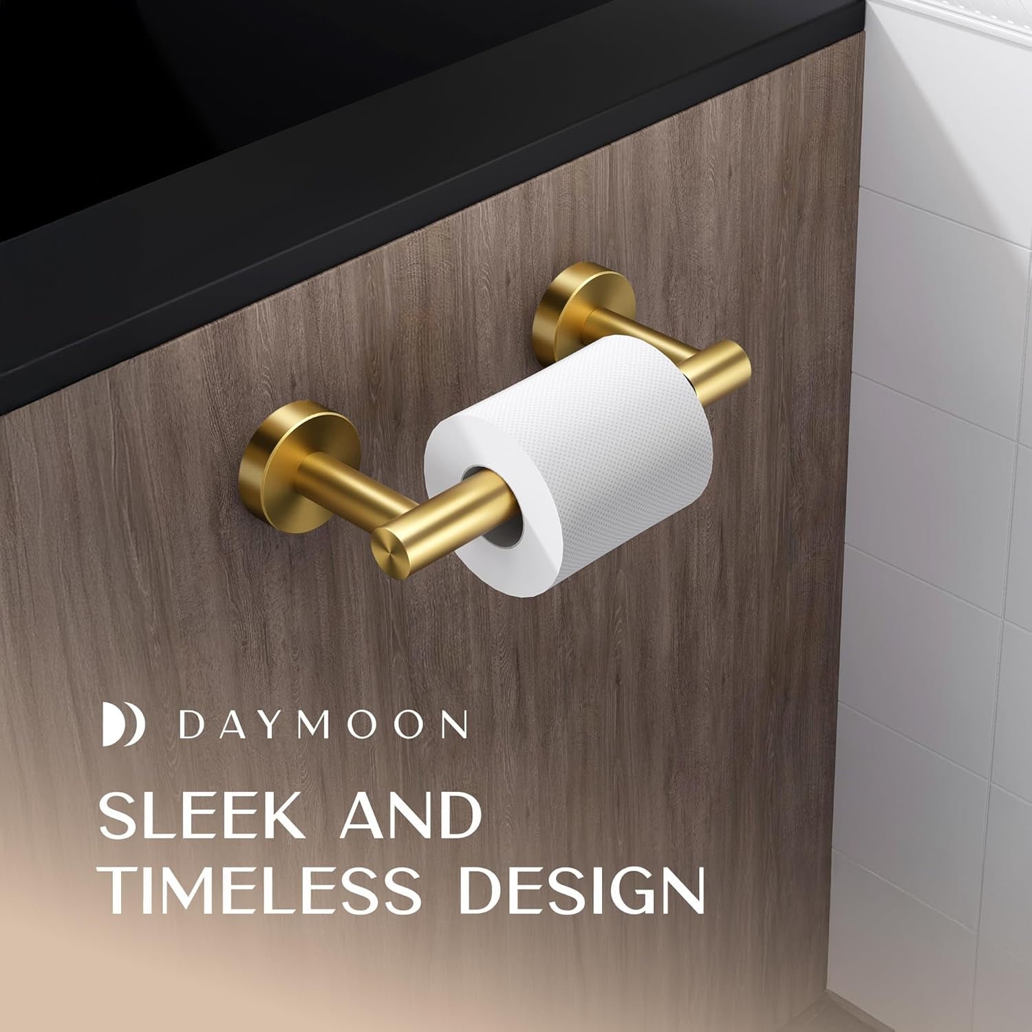 Day Moon™ Gold Toilet Paper Holder - Brushed Gold Toilet Paper Holder Wall Mount 