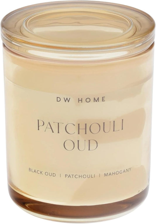 Patchouli Oud Scented Candles, 9 Oz Single Wick Medium Jar, up to 33 Hour Burn Time, Strong Long Lasting Deep Woodsy Fragrance, Gifts for Men & Women
