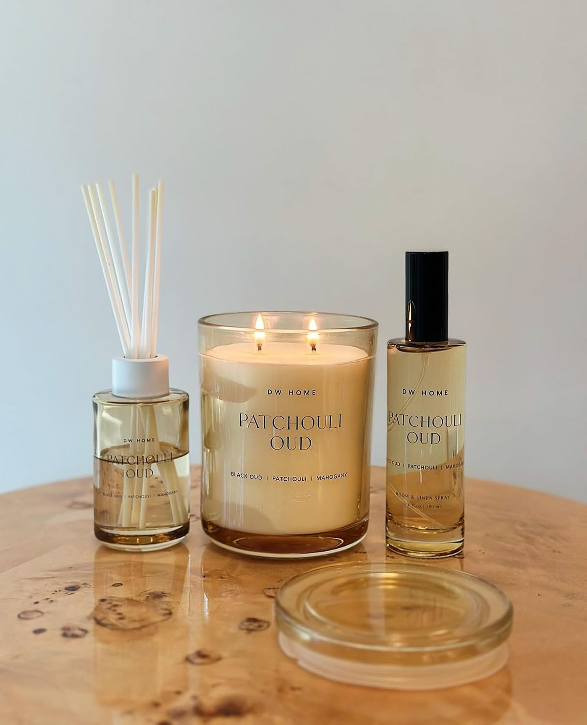 Patchouli Oud Scented Candles, 9 Oz Single Wick Medium Jar, up to 33 Hour Burn Time, Strong Long Lasting Deep Woodsy Fragrance, Gifts for Men & Women