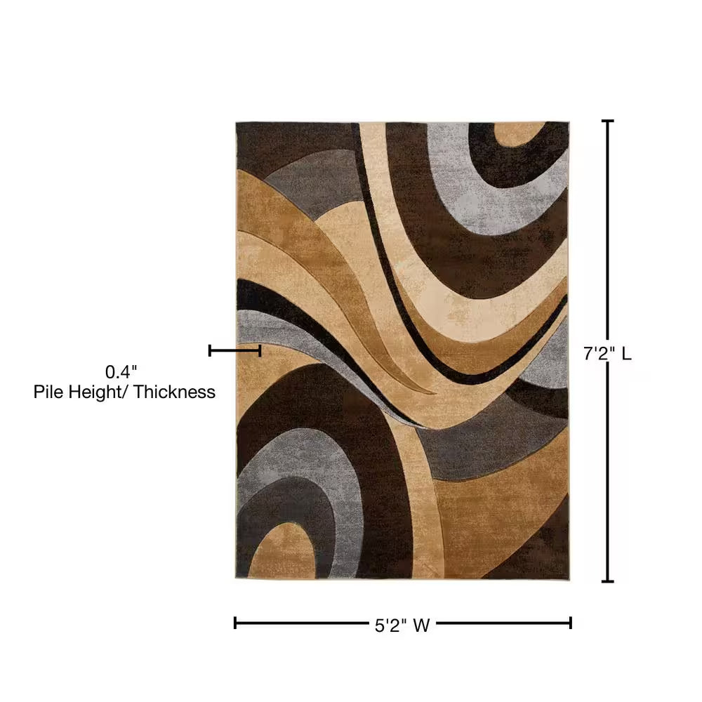 Tribeca Slade Brown/Gray 5 Ft. X 7 Ft. Abstract Area Rug