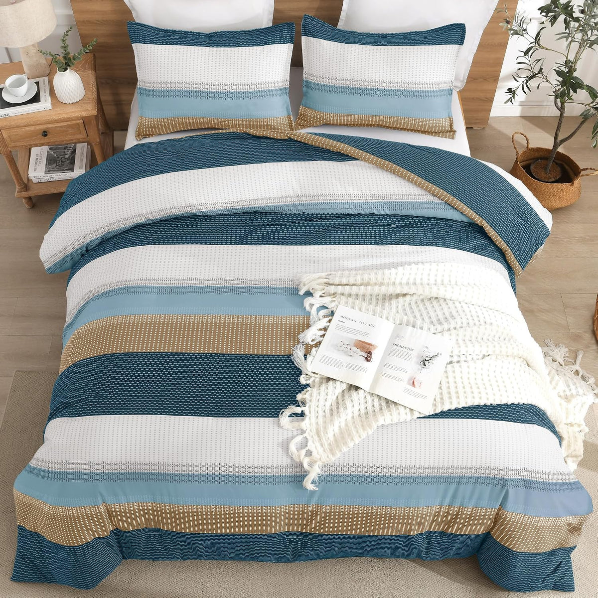 Twin/Twin XL Comforter Set - 2 Pieces Stripe Bedding Sets
