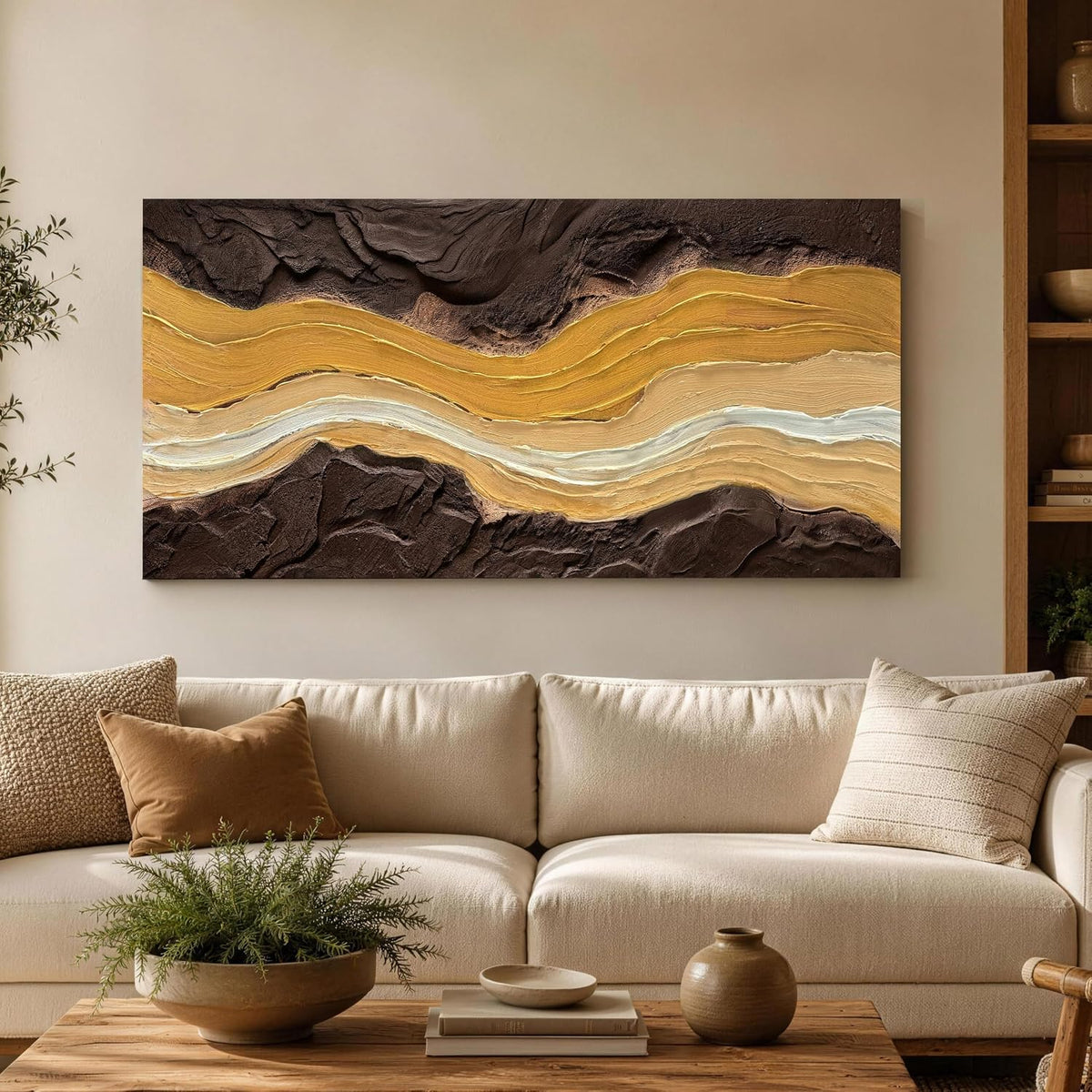 Textured Abstract Wall Art, Modern Living Room Decor 40"X20"