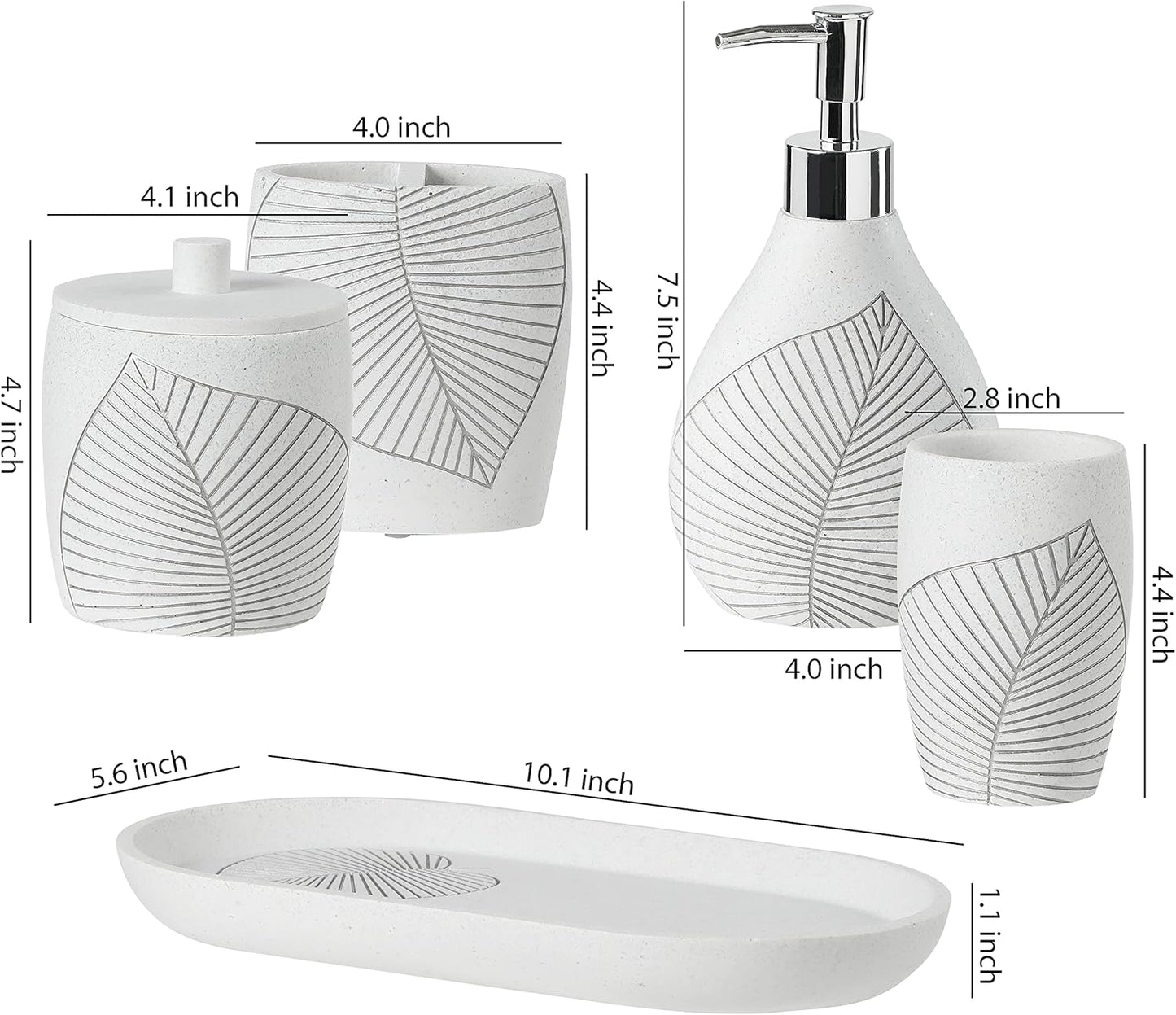 Elegant Leaf Design,5-Pieces Bathroom Accessories Set